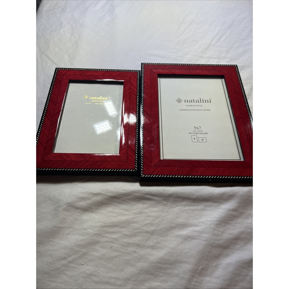 Set Of 2 Red Wood Grain Natalini Picture Frames